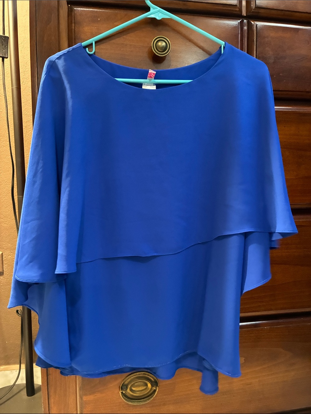 Women's Royal Blue Layered Flutter Sleeve Tunic Top